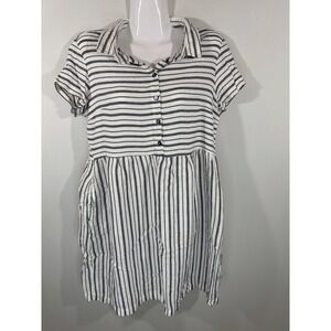esmara linen blend dress Sz M (8)esmara Womens linen dress v-neck decorative bow on back Geometric Print